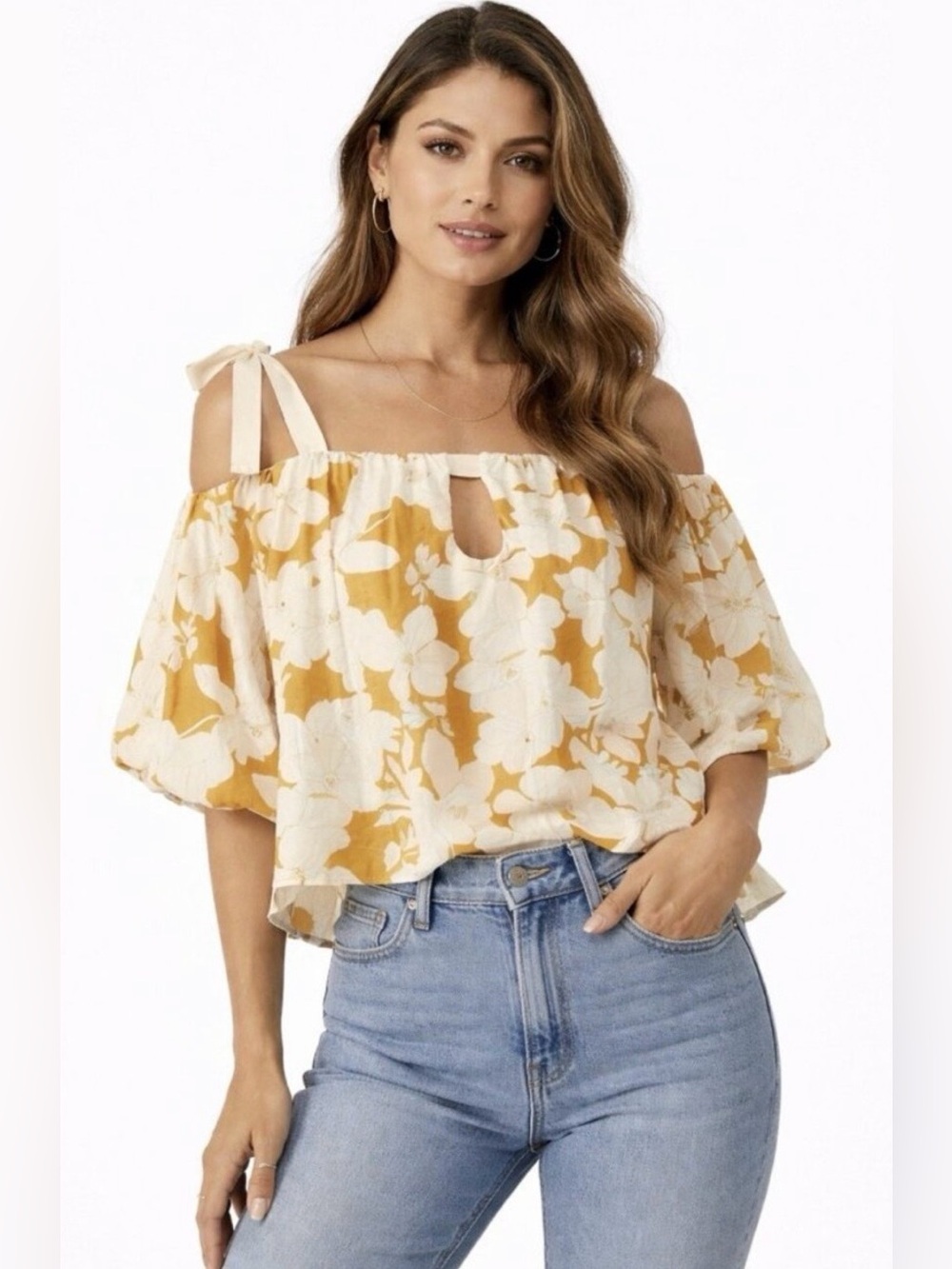 NWT NEW Mon Renn Anthropologie Women’s Magnolia Off Shoulder Balloon Top Small